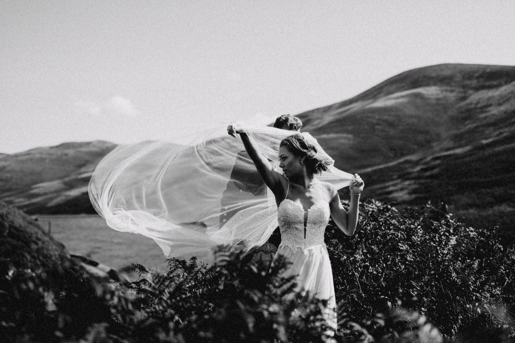 Schottland Hochzeit Wind Schleier