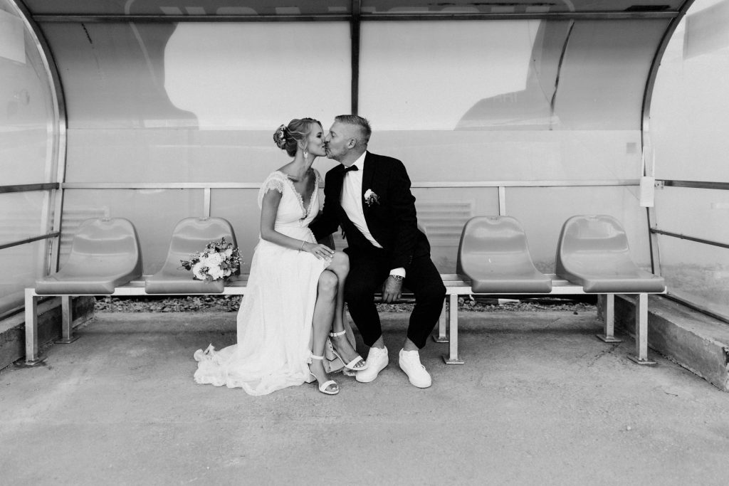 Hochzeit im Fußball-Stadion